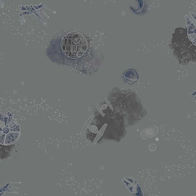 Star Wars Good Night Galaxy Wallpaper Black wallpaper by York Wallcoverings