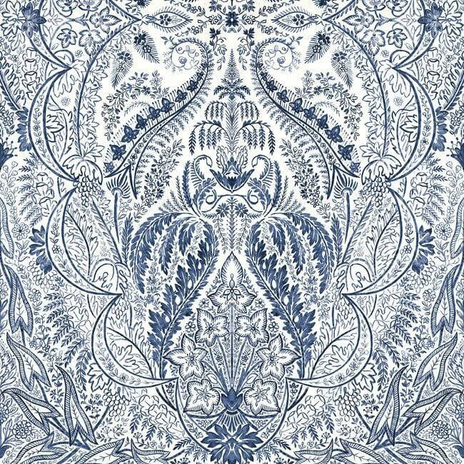 Jaipur Paisley Damask Wall Mural Indigowhite - York Wallpaper Image 1 Jaipur Paisley Damask Wall Mural Indigowhite wallpaper by York Wallcoverings