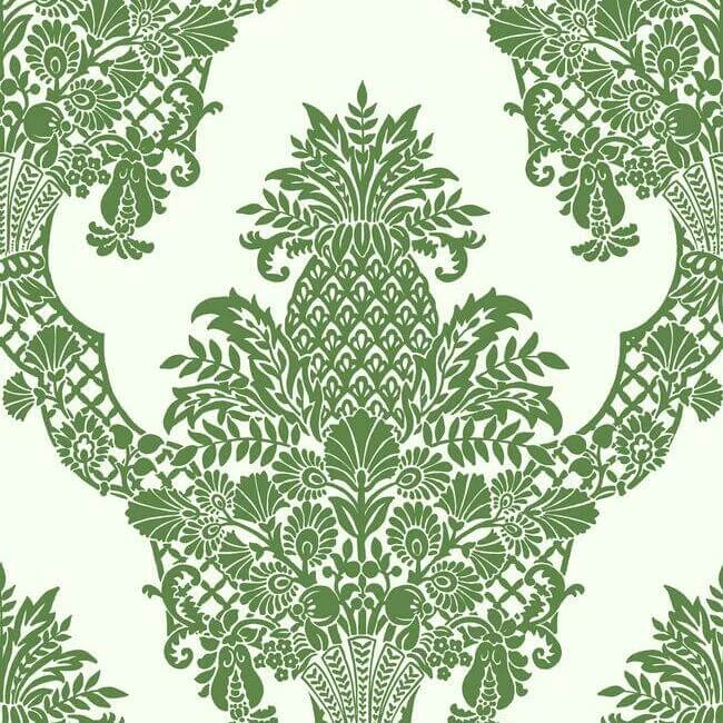 Pineapple Wallpaper Greenwhite wallpaper by York Wallcoverings