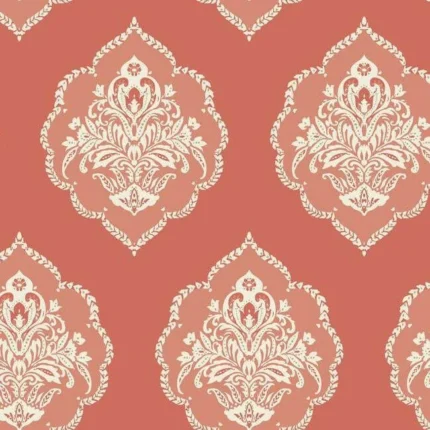 Signet Medallion Damask Wallpaper Coral wallpaper by York Wallcoverings