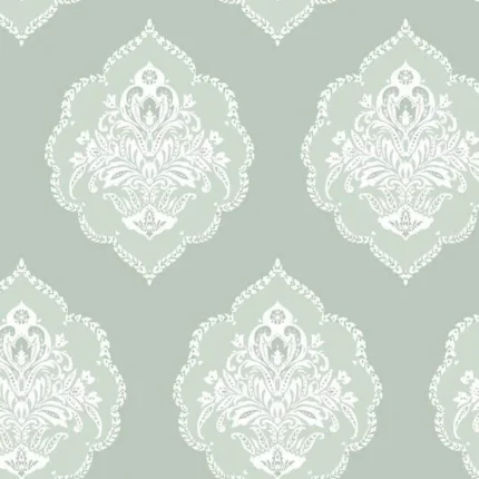 Signet Medallion Damask Wallpaper Eucalyptus wallpaper by York Wallcoverings