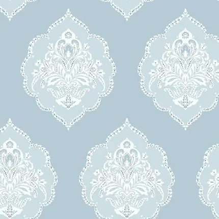Signet Medallion Damask Wallpaper Sky wallpaper by York Wallcoverings