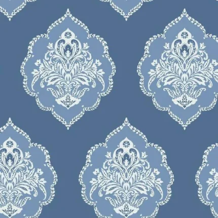 Signet Medallion Damask Wallpaper Cobalt wallpaper by York Wallcoverings