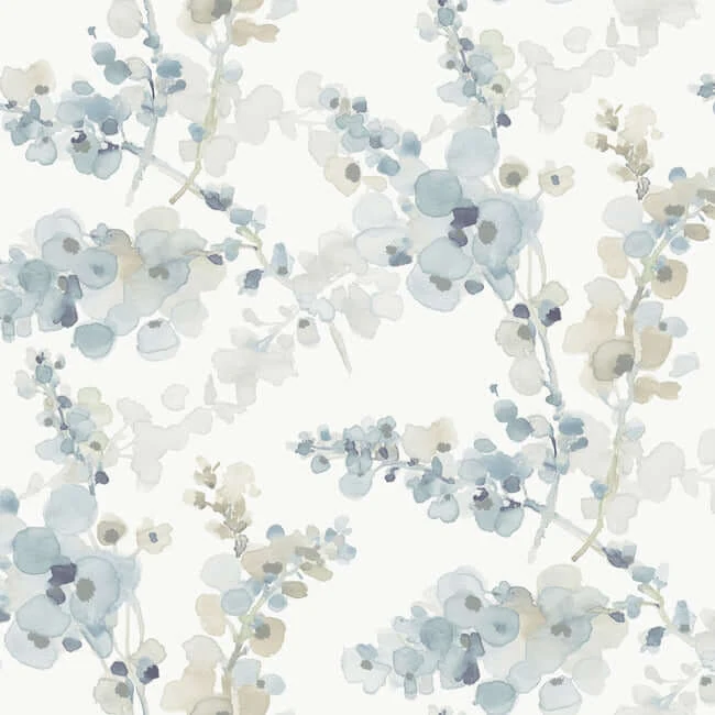 Blossom Fling Wallpaper Blue wallpaper by York Wallcoverings