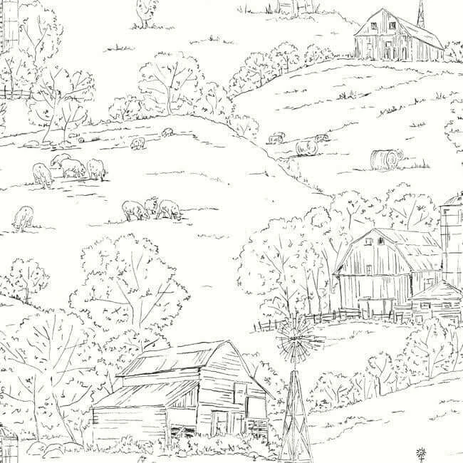 Pasture Toile Wallpaper Blackwhite wallpaper by York Wallcoverings