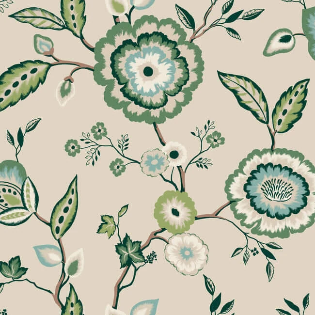 Dahlia Blooms Wallpaper Linenjade - York Wallpaper Image 1 Dahlia Blooms Wallpaper Linenjade wallpaper by York Wallcoverings