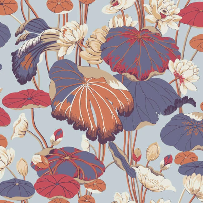 Lotus Pond Wallpaper Skymulti wallpaper by York Wallcoverings