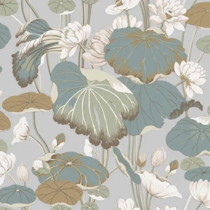 Lotus Pond Wallpaper Heathercotton wallpaper by York Wallcoverings