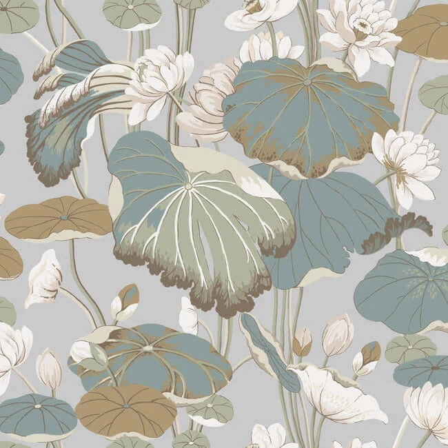 Lotus Pond Wallpaper Heathercotton wallpaper by York Wallcoverings