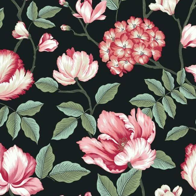 Morning Garden Wallpaper Black wallpaper by York Wallcoverings