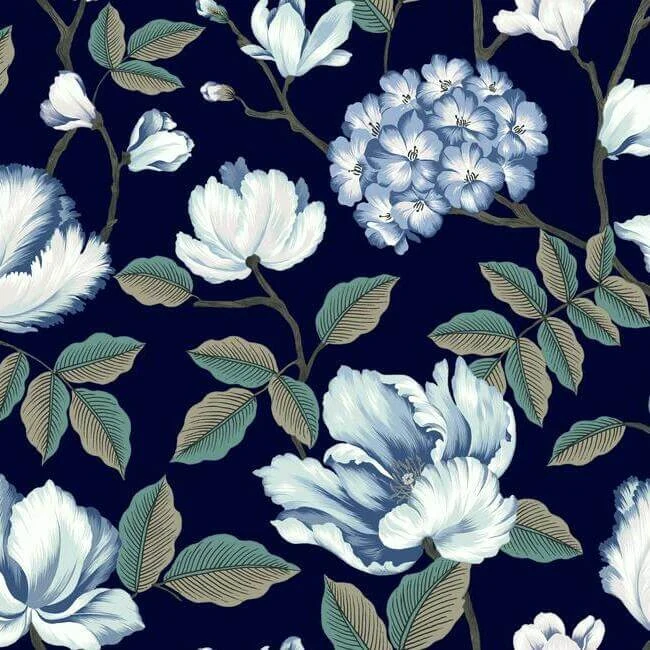 Morning Garden Wallpaper Navy wallpaper by York Wallcoverings