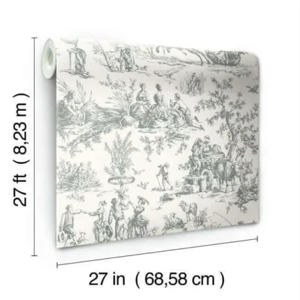 Seasons Toile Wallpaper Grey wallpaper by York Wallcoverings