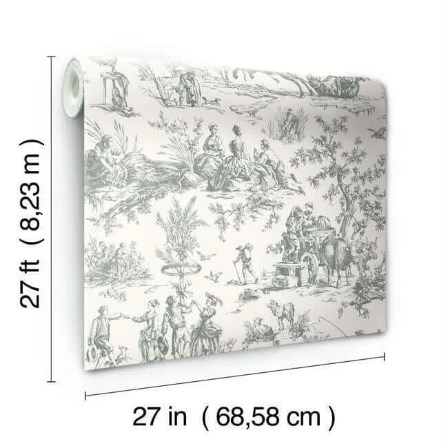 Seasons Toile Wallpaper Grey wallpaper by York Wallcoverings