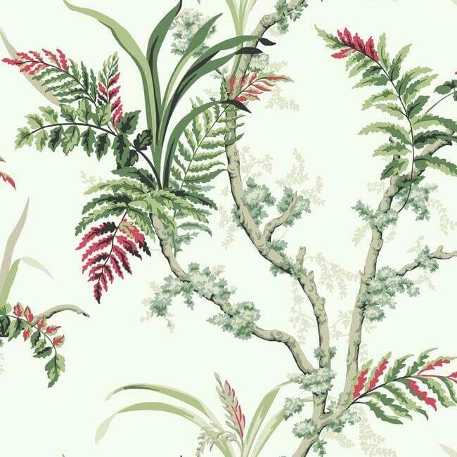 Enchanted Fern Wallpaper Greencrimson wallpaper by York Wallcoverings