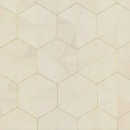 Hexagram Wood Veneer Wallpaper Ivory wallpaper by York Wallcoverings