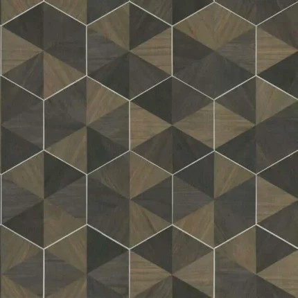 Hexagram Wood Veneer Wallpaper Smoke wallpaper by York Wallcoverings