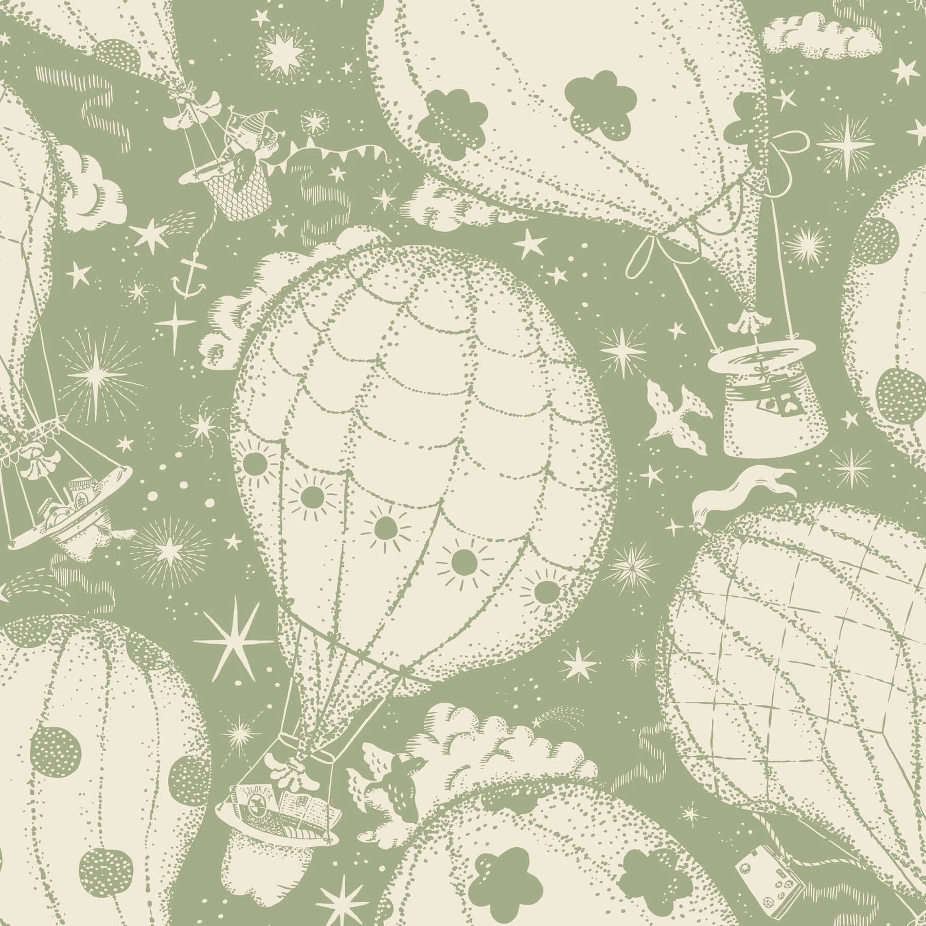 Ballongerna Wallpaper Green wallpaper by York Wallcoverings