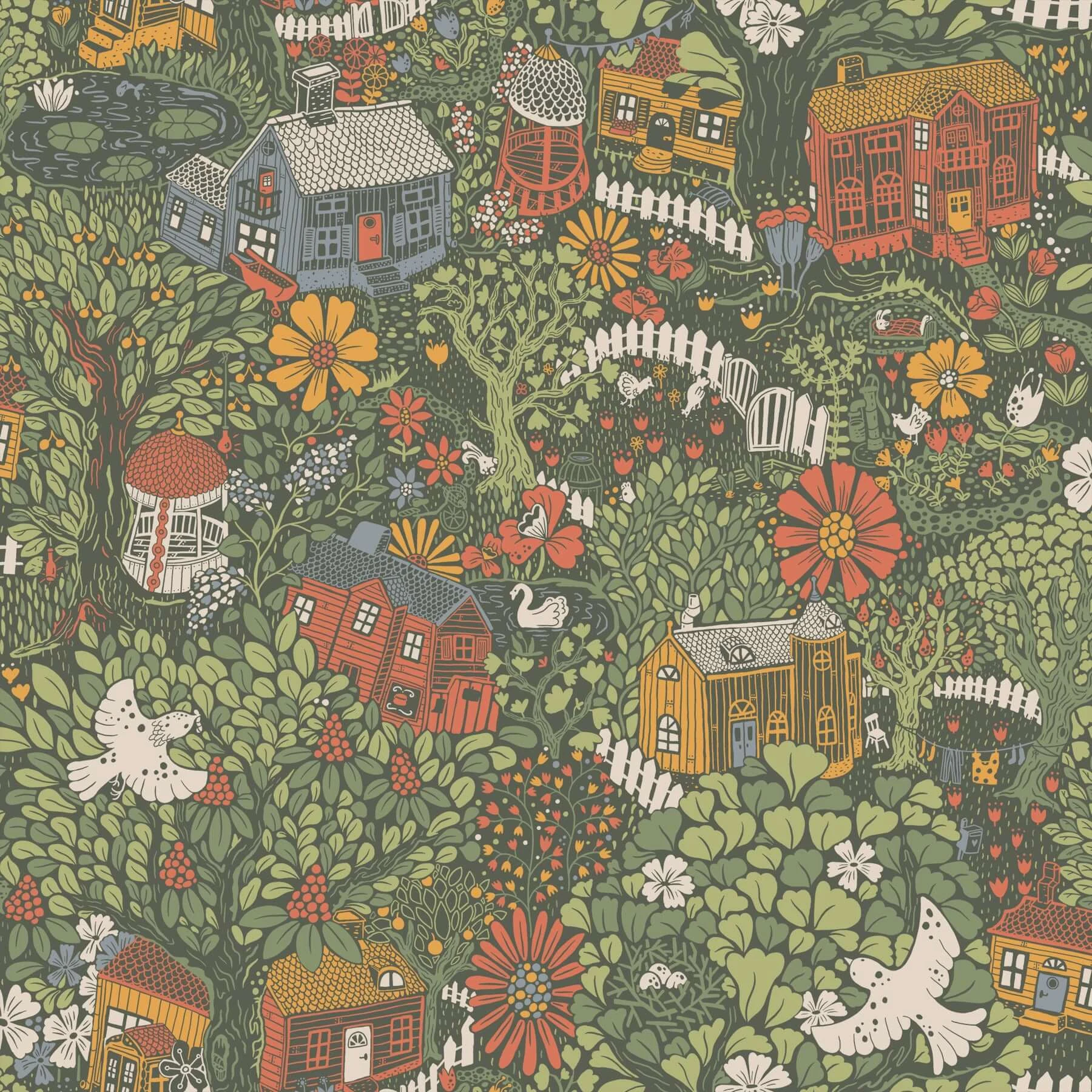 Bygga Bo Wallpaper Dark Green wallpaper by York Wallcoverings