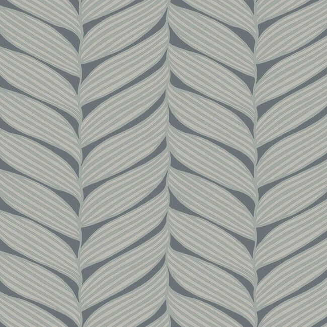 Luminous Leaves Wallpaper Charcoalsilver wallpaper by York Wallcoverings