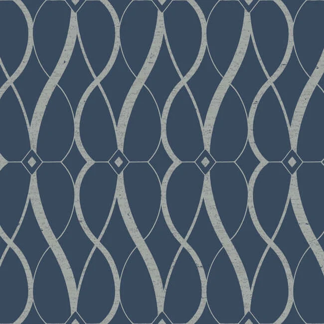 Graceful Geo Wallpaper Navysilver wallpaper by York Wallcoverings