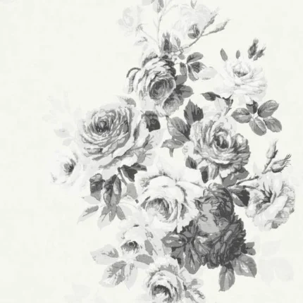 Tea Rose Wallpaper Blackwhite On White wallpaper by York Wallcoverings