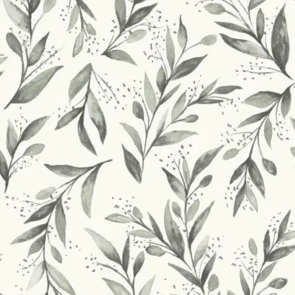 Olive Branch Wallpaper Charcoal wallpaper by York Wallcoverings