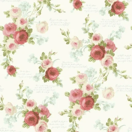 Heirloom Rose Wallpaper Corallight Blue wallpaper by York Wallcoverings