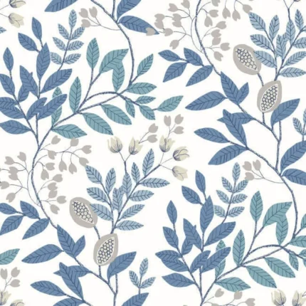 Eden Retreat Wallpaper Whiteblueglint wallpaper by York Wallcoverings