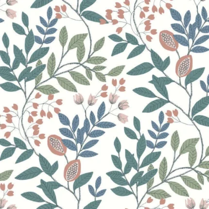 Eden Retreat Wallpaper Whitepinkteal wallpaper by York Wallcoverings