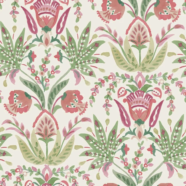 Seaside Jacobean Wallpaper Beigegreenred wallpaper by York Wallcoverings