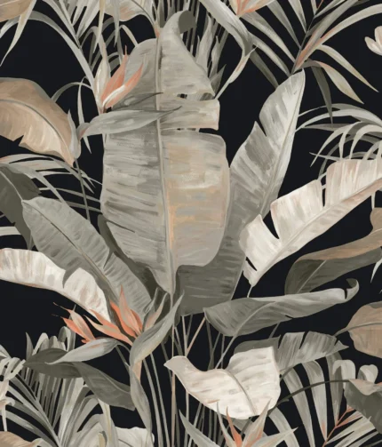Tropical Cabana Wallpaper Black wallpaper by York Wallcoverings