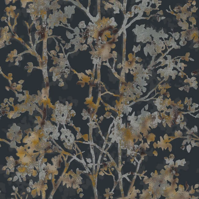Shimmering Foliage Wallpaper Blackmulti wallpaper by York Wallcoverings
