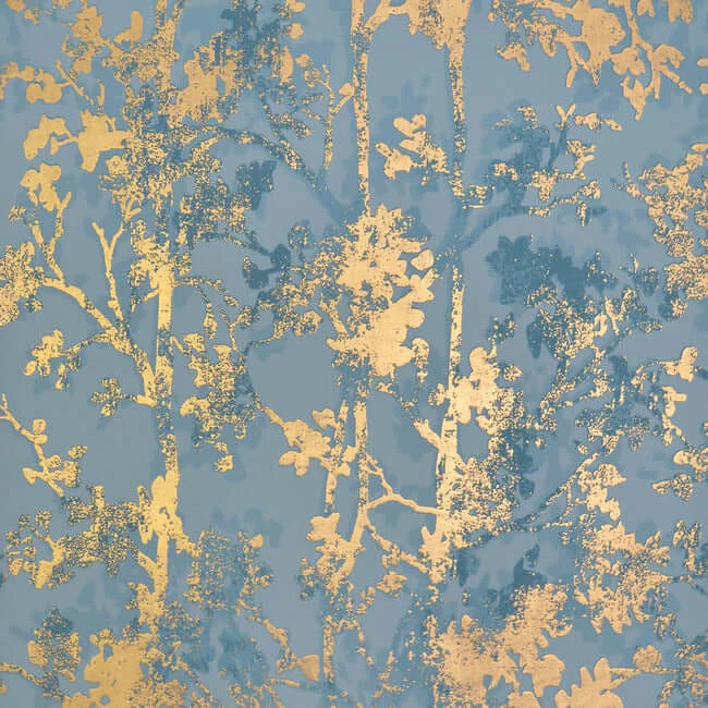 Shimmering Foliage Wallpaper Bluegold wallpaper by York Wallcoverings