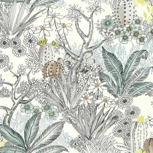 Flowering Desert Wallpaper Black wallpaper by York Wallcoverings