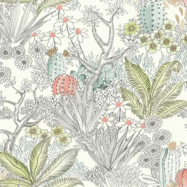 Flowering Desert Wallpaper Grey wallpaper by York Wallcoverings