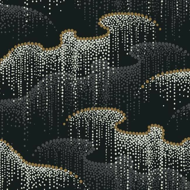 Moonlight Pearls Wallpaper Black wallpaper by York Wallcoverings