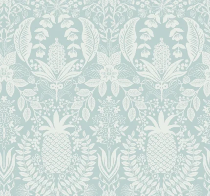 Pineapple Damask Wallpaper Light Blue wallpaper by York Wallcoverings