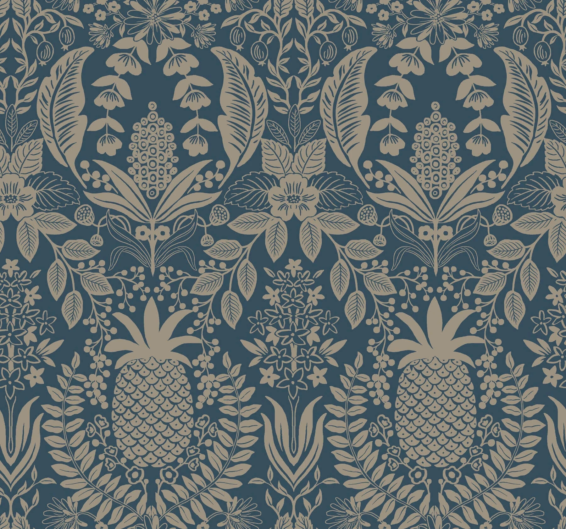 Pineapple Damask Wallpaper Navy - York Wallpaper Image 1 Pineapple Damask Wallpaper Navy wallpaper by York Wallcoverings