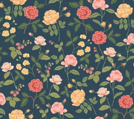 Roses Wallpaper Navy wallpaper by York Wallcoverings