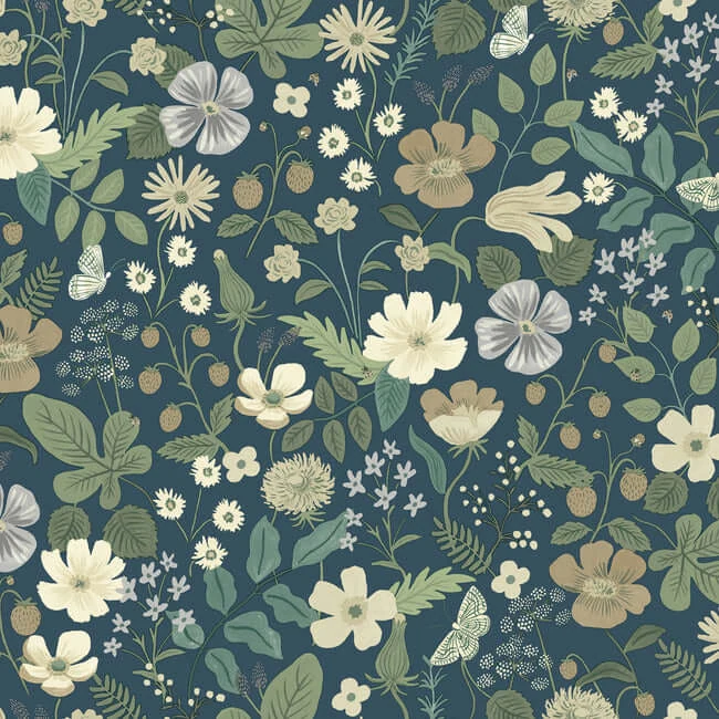 Strawberry Fields Wallpaper Teal - York Wallpaper Image 1 Strawberry Fields Wallpaper Teal wallpaper by York Wallcoverings