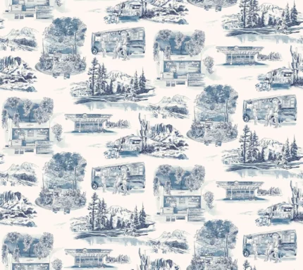 Modern Vista Toile Wallpaper Navy wallpaper by York Wallcoverings