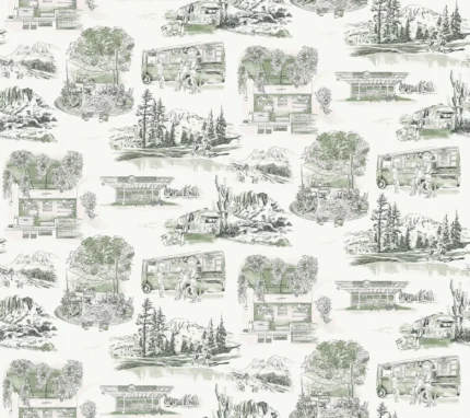 Modern Vista Toile Wallpaper Evergreen wallpaper by York Wallcoverings