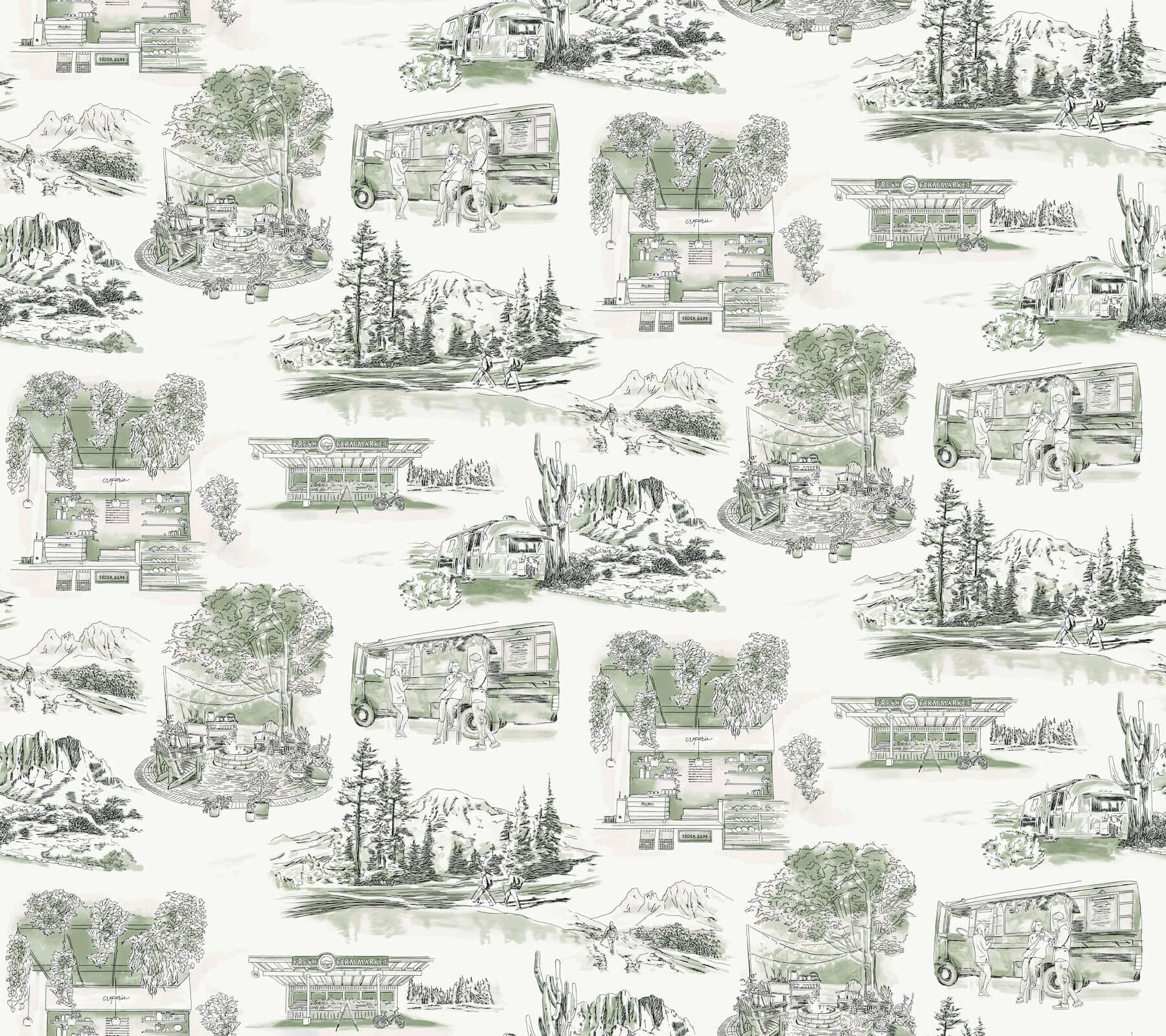 Modern Vista Toile Wallpaper Evergreen wallpaper by York Wallcoverings