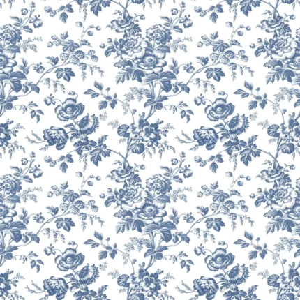 Anemone Toile Wallpaper Navy wallpaper by York Wallcoverings