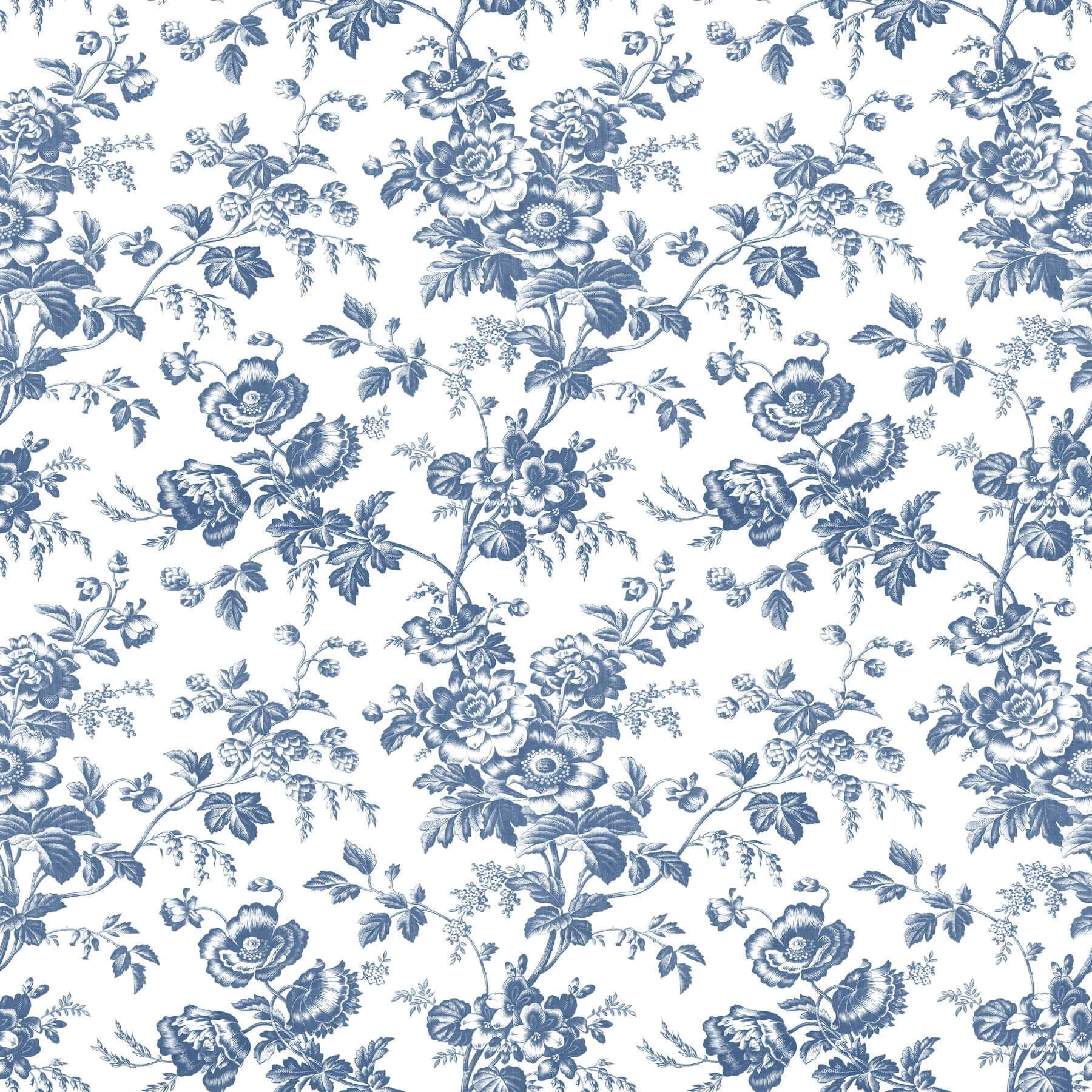 Anemone Toile Wallpaper Navy wallpaper by York Wallcoverings