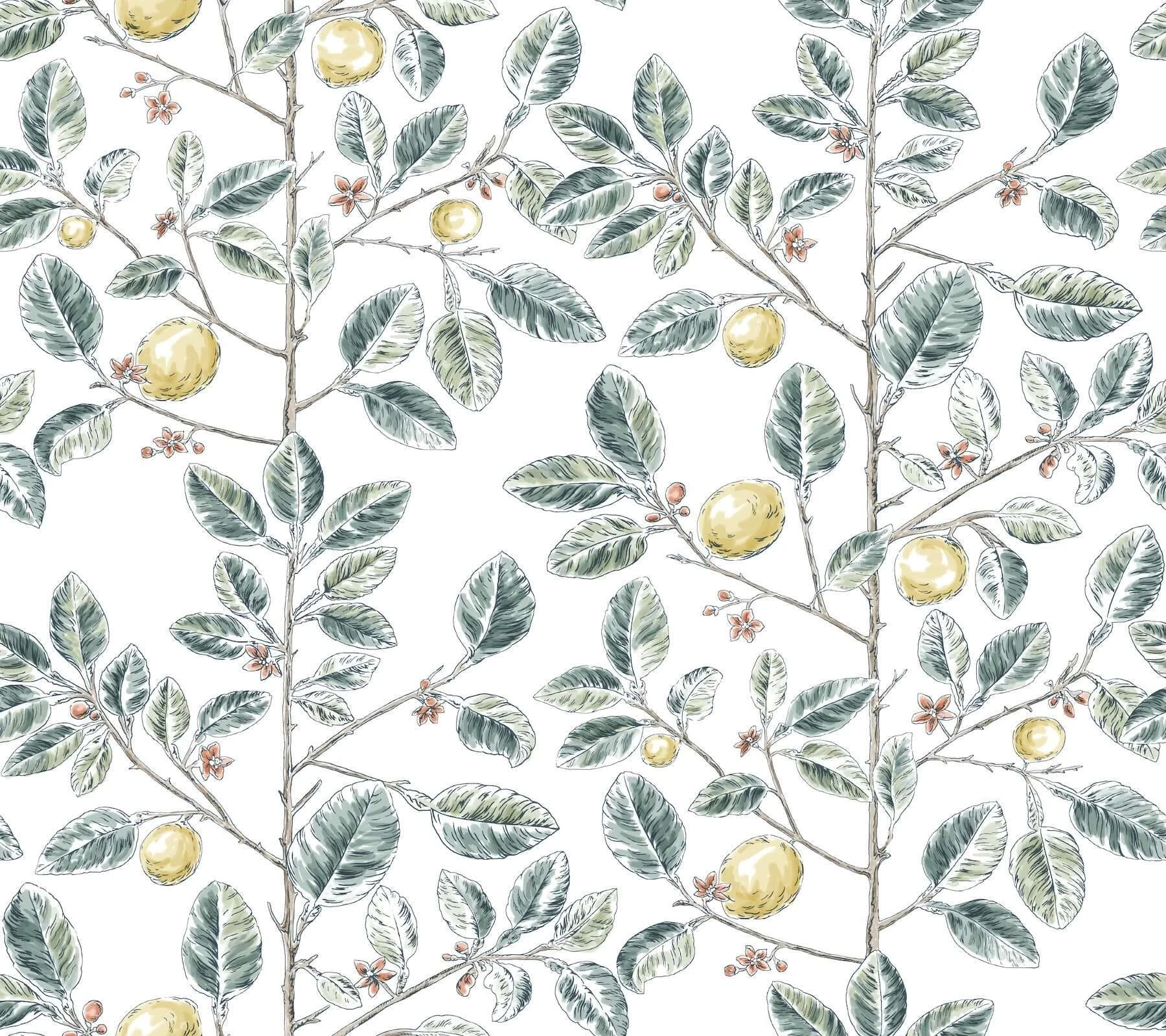 Limoncello Toile Wallpaper Forest wallpaper by York Wallcoverings