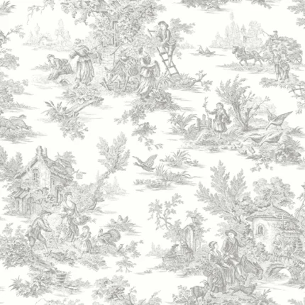 Campagne Toile Wallpaper Grey wallpaper by York Wallcoverings