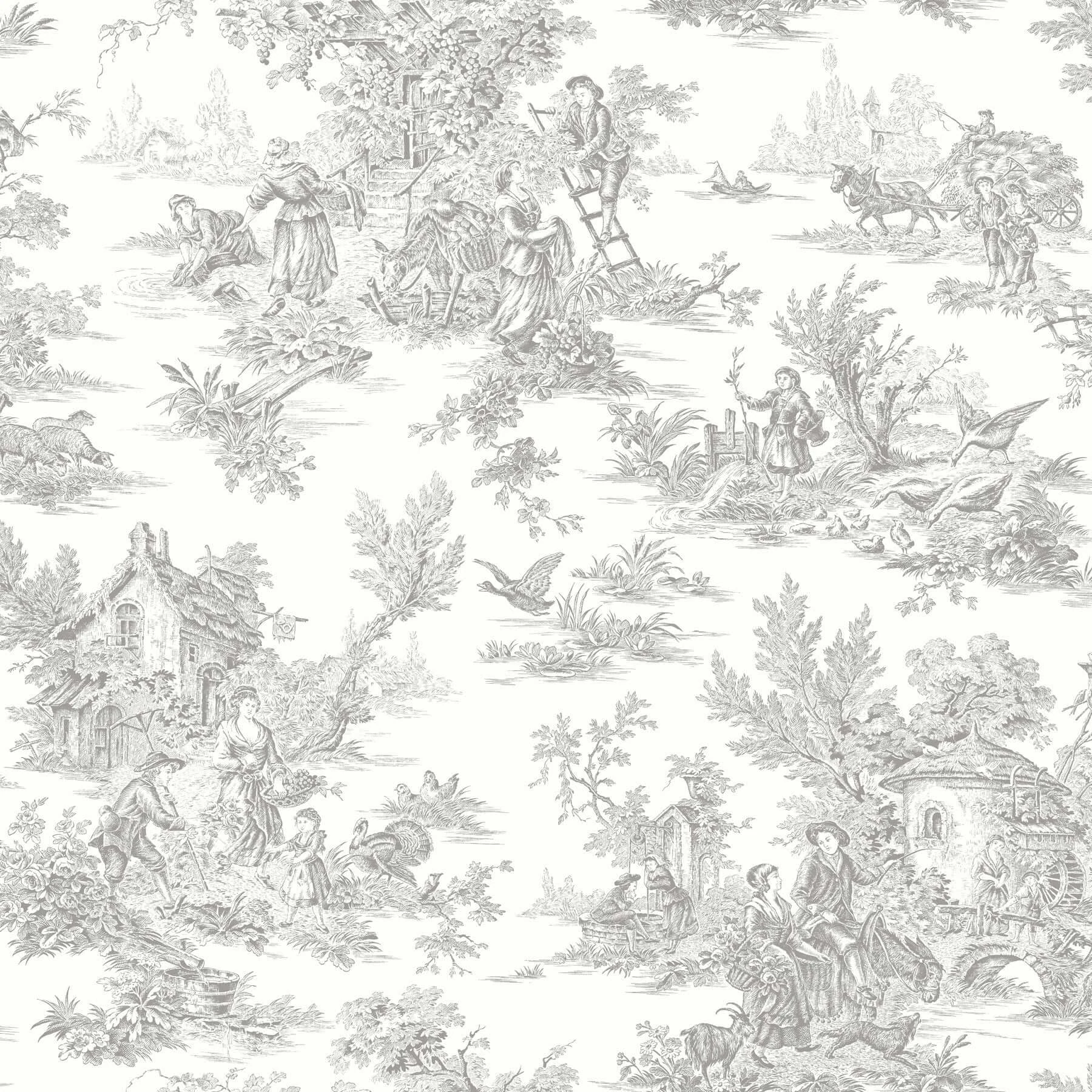 Campagne Toile Wallpaper Grey wallpaper by York Wallcoverings