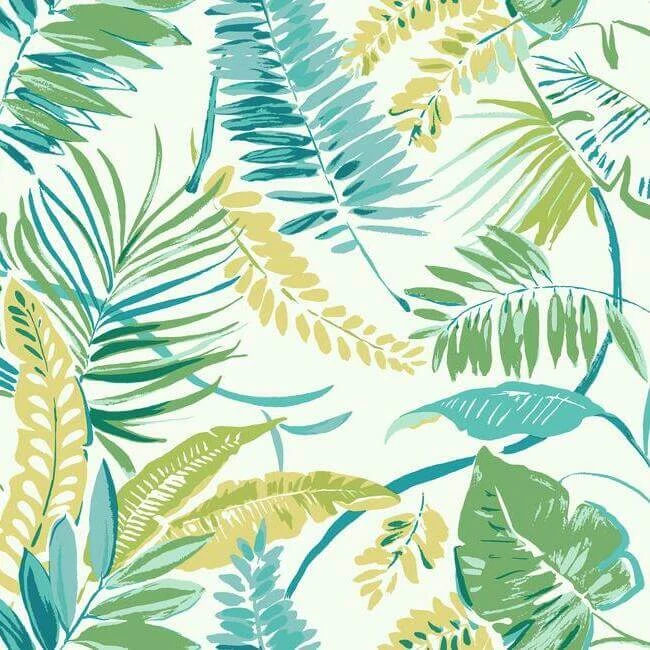 Tropical Toss Wallpaper Aquayellow wallpaper by York Wallcoverings
