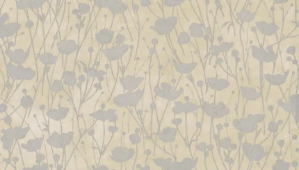 Shimmering Poppies Wallpaper Cream Silver wallpaper by York Wallcoverings